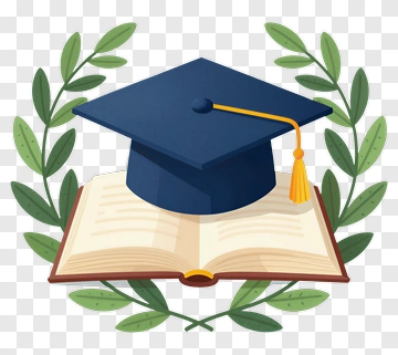Graduation Cap On Open Book PNG