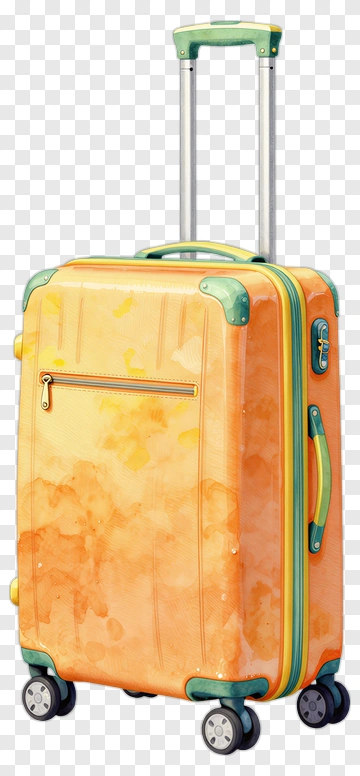 Orange Suitcase Ready For Travel PNG