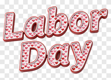 Labor Day 3D Text With Hearts PNG