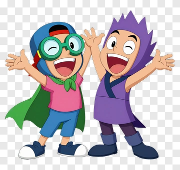 Two Happy Superheroes PNG