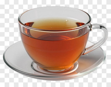 Glass Tea Cup With Amber Liquid PNG