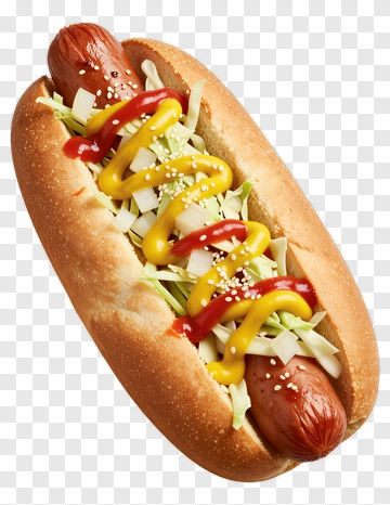 Hot Dog With Condiments And Coleslaw PNG