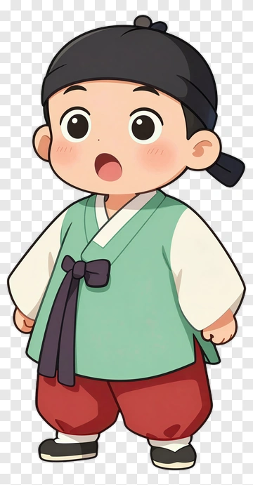 Surprised Child In Traditional Korean Hanbok PNG