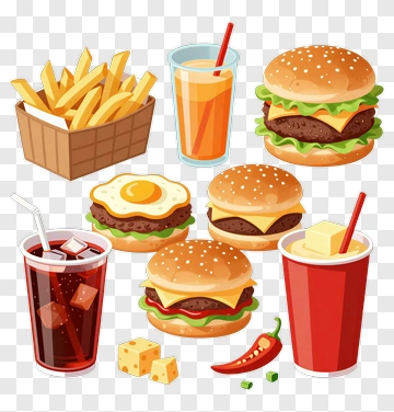 Fast Food Meal Set PNG