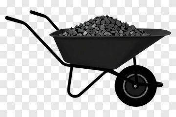 Black Wheelbarrow With Gravel PNG
