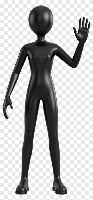 Black Human Figure Waving PNG