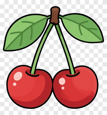 Two Cherries With Leaves PNG