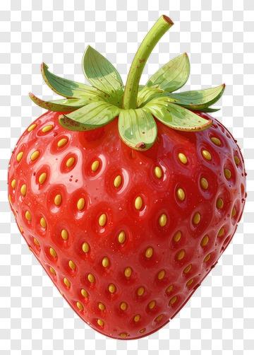 Red Strawberry With Green Leaf PNG