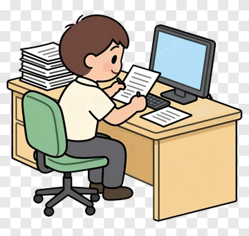 Man Working At Desk PNG