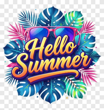 Hello Summer Tropical Greeting PNG
