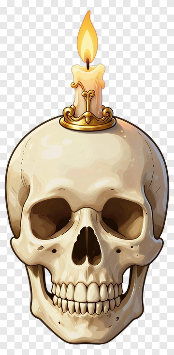 Skull With Candle On Top PNG