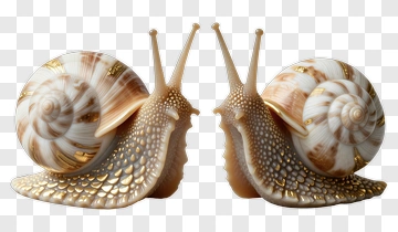 Decorative Snails With Gold Accents PNG