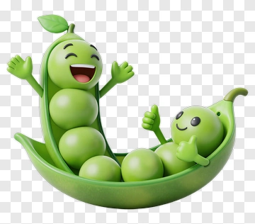Cartoon Pea Characters In Pod PNG