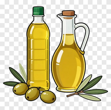 Olive Oil Bottle And Jug With Olives PNG