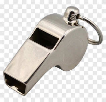 Silver Whistle With Keychain Ring PNG