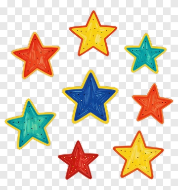 Colorful Hand-Drawn Stars PNG