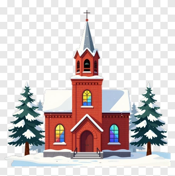 Red Brick Church In Winter PNG
