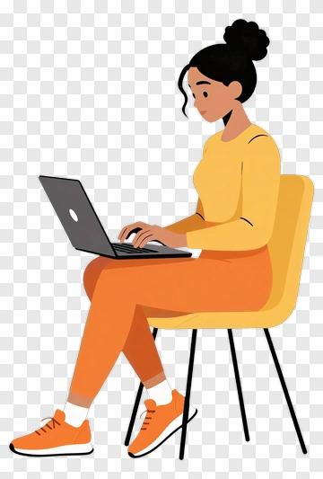 Woman Working On Laptop PNG