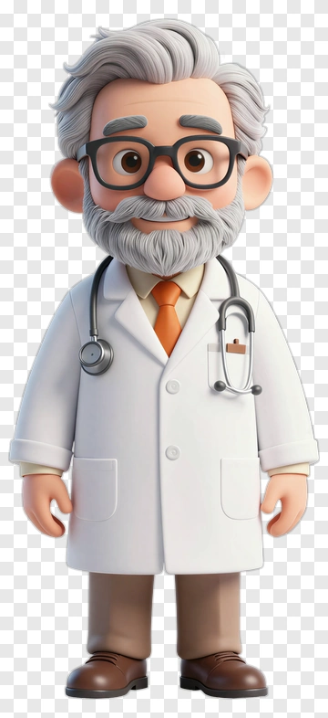 Cartoon Doctor With Gray Hair And Glasses PNG