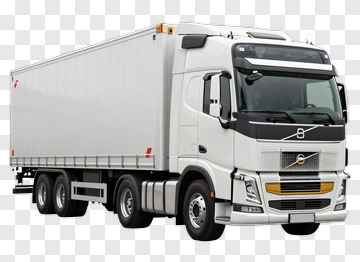 White Volvo Semi-Truck With Cargo Trailer PNG