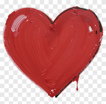 Red Heart Painted With Brush Strokes PNG