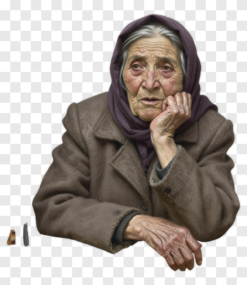 Elderly Woman Leaning On Window Sill PNG
