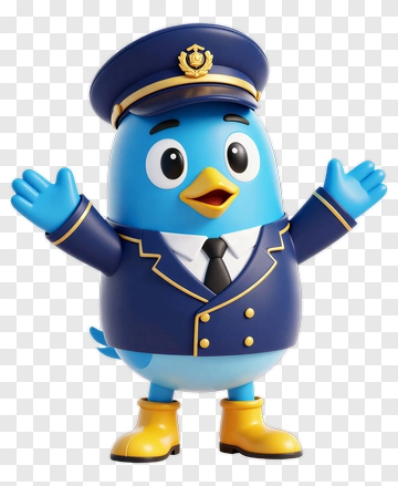Blue Penguin Police Officer PNG