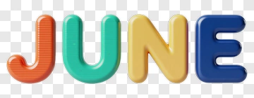 June In Vibrant 3D Letters PNG