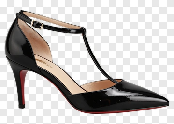 Black Patent Leather High Heel With Red Sole PNG