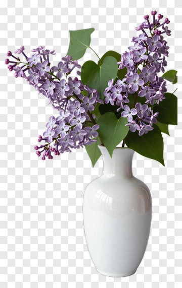 Purple Lilac In White Vase PNG