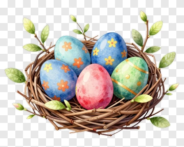 Colorful Eggs In A Nest PNG