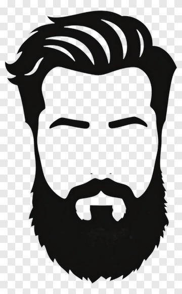 Black And White Beard And Hair Design PNG