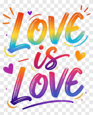 Love Is Love Rainbow Typography PNG