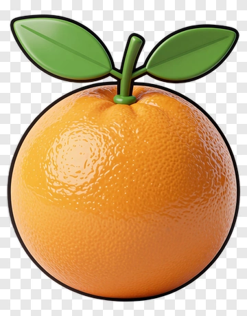 Orange With Green Leaf PNG