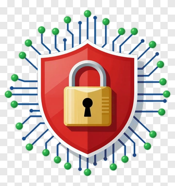 Shield With Padlock And Circuit Board PNG