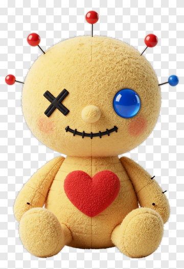 Yellow Voodoo Doll With Red Heart PNG
