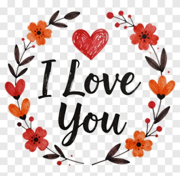 I Love You Heart And Flowers PNG