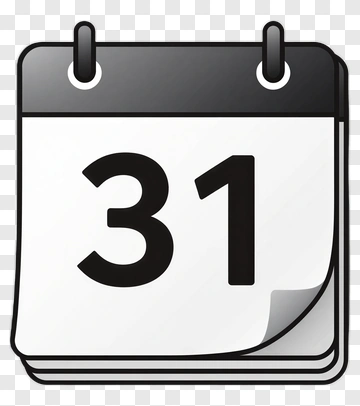 Calendar Showing Date 31 PNG