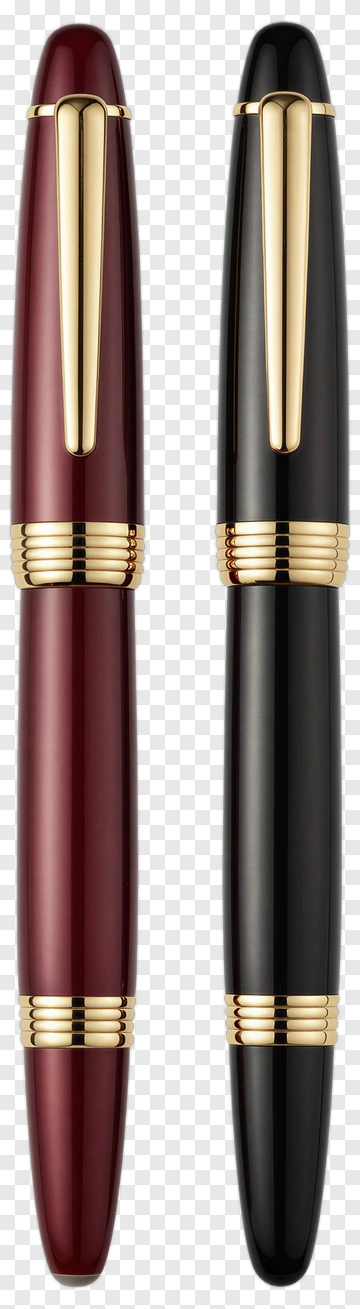 Two Luxury Fountain Pens In Maroon And Black PNG