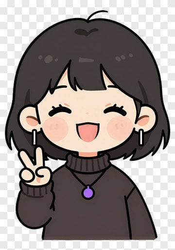 Happy Girl Making Peace Sign PNG