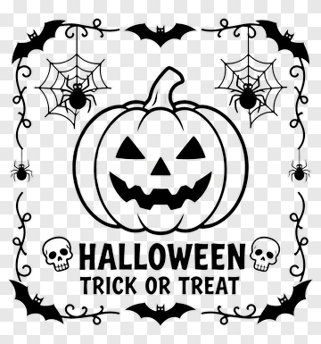 Halloween Jack-o-lantern With Spiders Skulls And Bats PNG