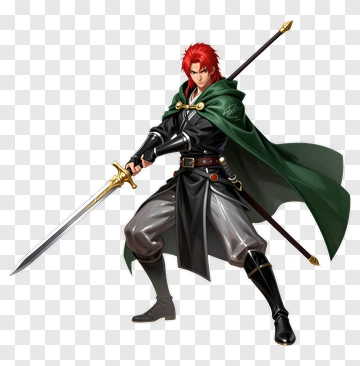 Red-haired Warrior With Green Cloak PNG