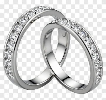 Two Interlocking Diamond Wedding Rings PNG
