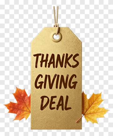 Thanksgiving Deal Tag With Autumn Leaves PNG