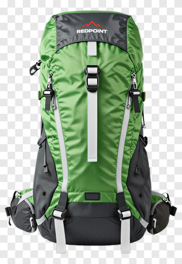 Green And Black Backpack With Redpoint Logo PNG