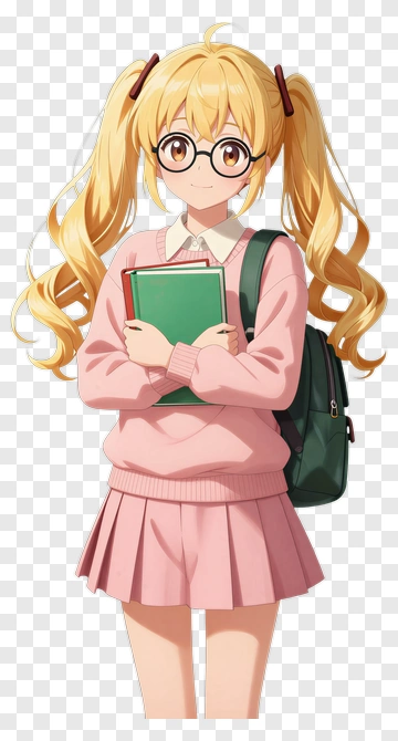 Happy Anime Girl Student PNG