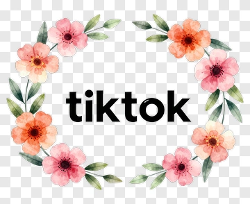TikTok Logo With Floral Wreath PNG
