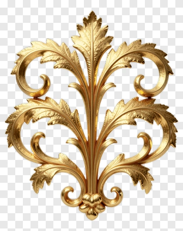 Gold Ornament With Leaf Motif PNG