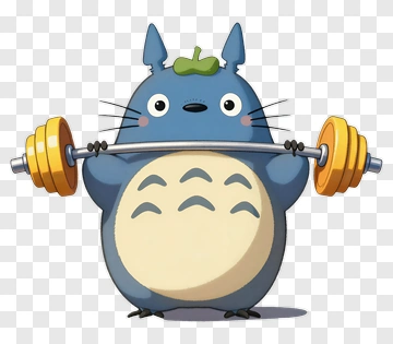 Totoro Lifting Barbell With Apple PNG