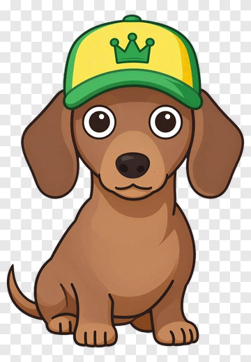 Cute Dachshund Wearing Crown Cap PNG